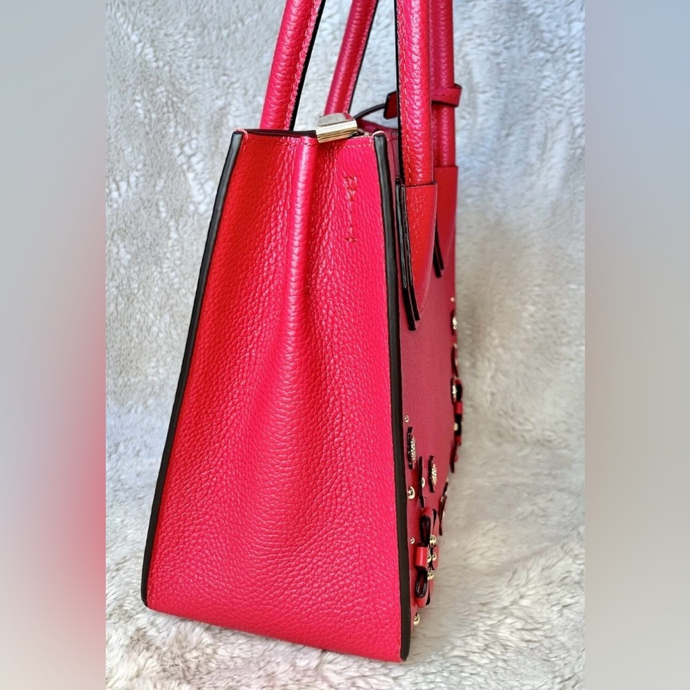 NWOT Michael Kors Deep Pink Mercer Embellished Leather 2-Way Bag - Picture 7 of 13